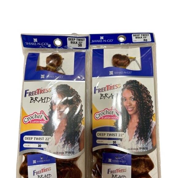 FreeTress Synthetic Hair Crochet Braids Deep Twist 22". Color 30. 2-pack bundle - Picture 4 of 6